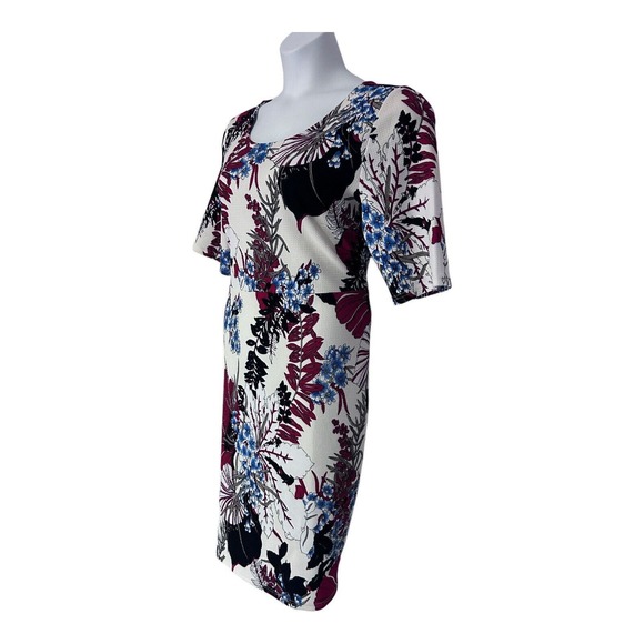 Monroe & Main Career Office Casual Brunch Red Black Blue White Floral Knit Dress - Picture 6 of 15